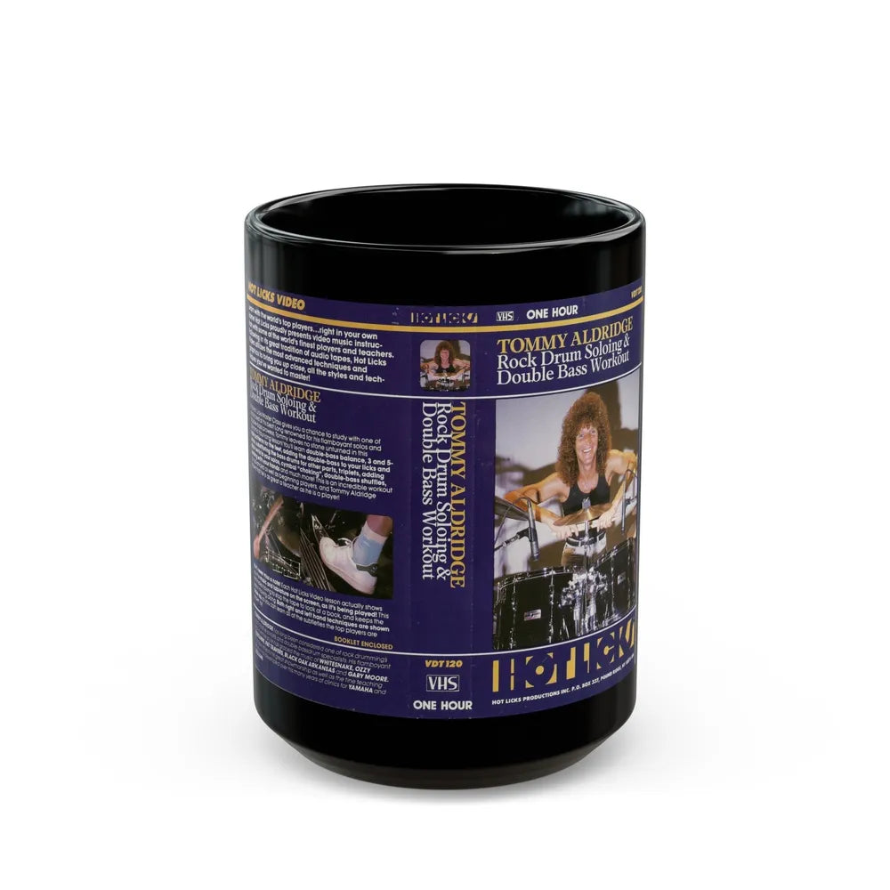 TOMMY ALDRIDGE HOT LICKS (VHS COVER) - Black Coffee Mug-15oz-Go Mug Yourself