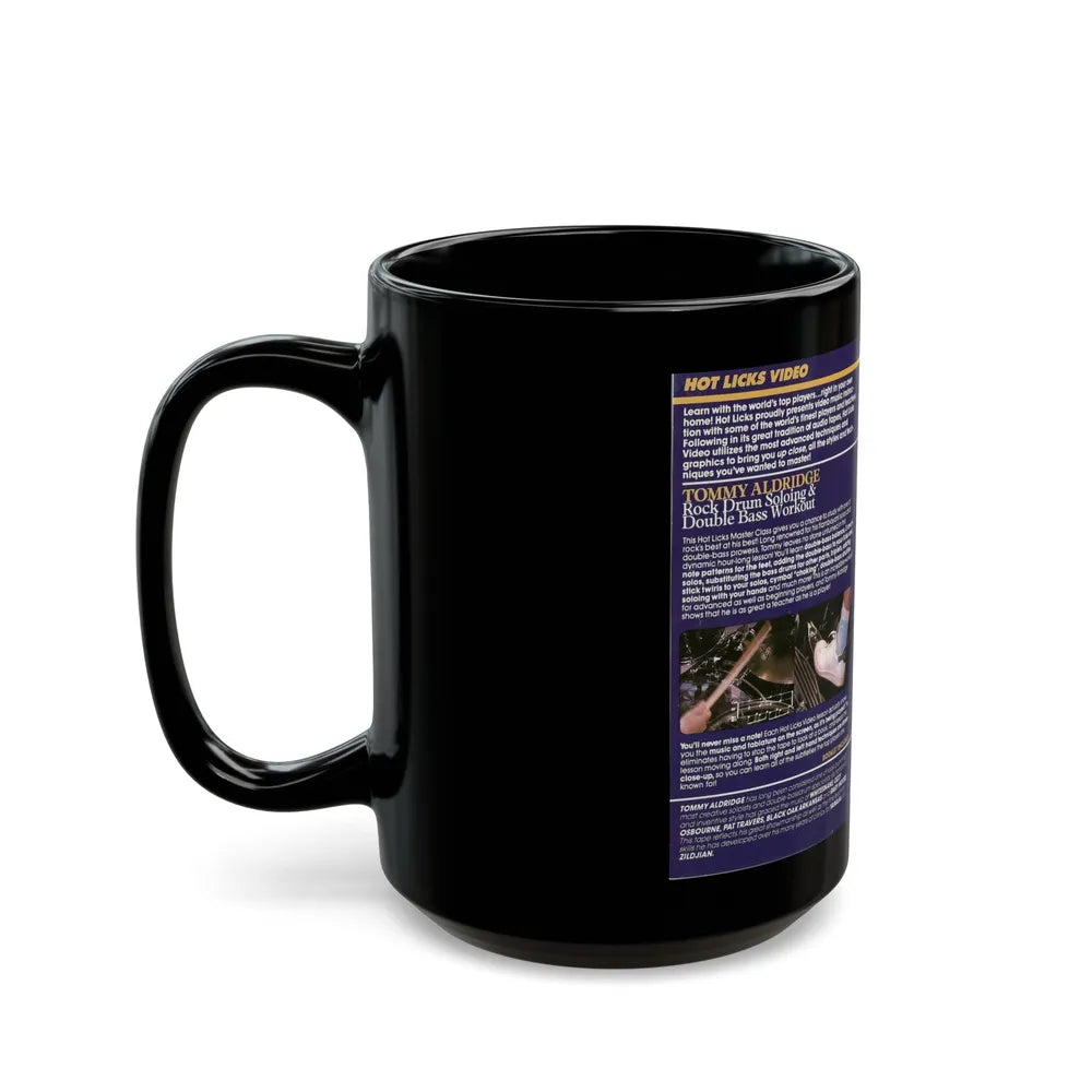 TOMMY ALDRIDGE HOT LICKS (VHS COVER) - Black Coffee Mug-Go Mug Yourself