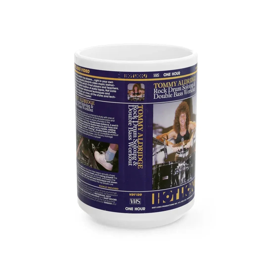 TOMMY ALDRIDGE HOT LICKS (VHS COVER) - White Coffee Mug 15oz - Go Mug Yourself