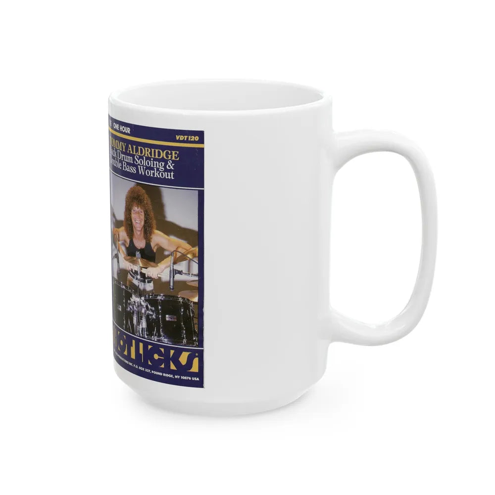 TOMMY ALDRIDGE ROCK DRUM SOLOING AND DOUBLE BASS WORKOUT (VHS COVER) - White Coffee Mug-Go Mug Yourself