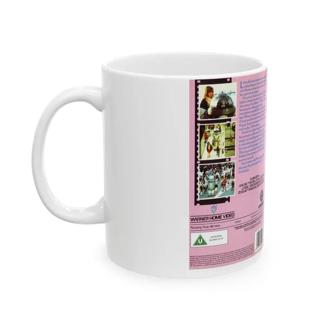 TOO MUCH THE ROBOT WITH A HEART (VHS COVER) - White Coffee Mug - Go Mug Yourself