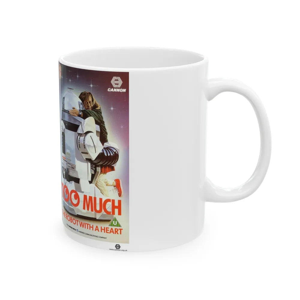 TOO MUCH THE ROBOT WITH A HEART (VHS COVER) - White Coffee Mug-Go Mug Yourself