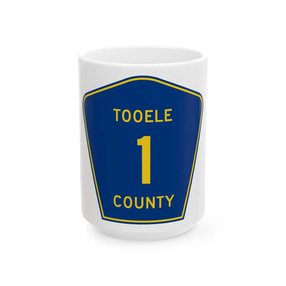 Tooele County Route 1 UT (Utah) (Road Sign) White Coffee Mug 15oz - Go Mug Yourself