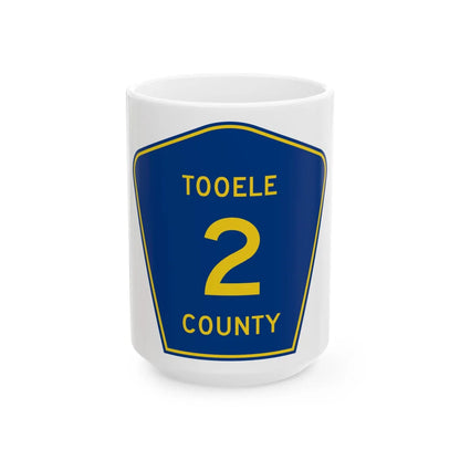 Tooele County Route 2 UT (Utah) (Road Sign) White Coffee Mug 15oz - Go Mug Yourself