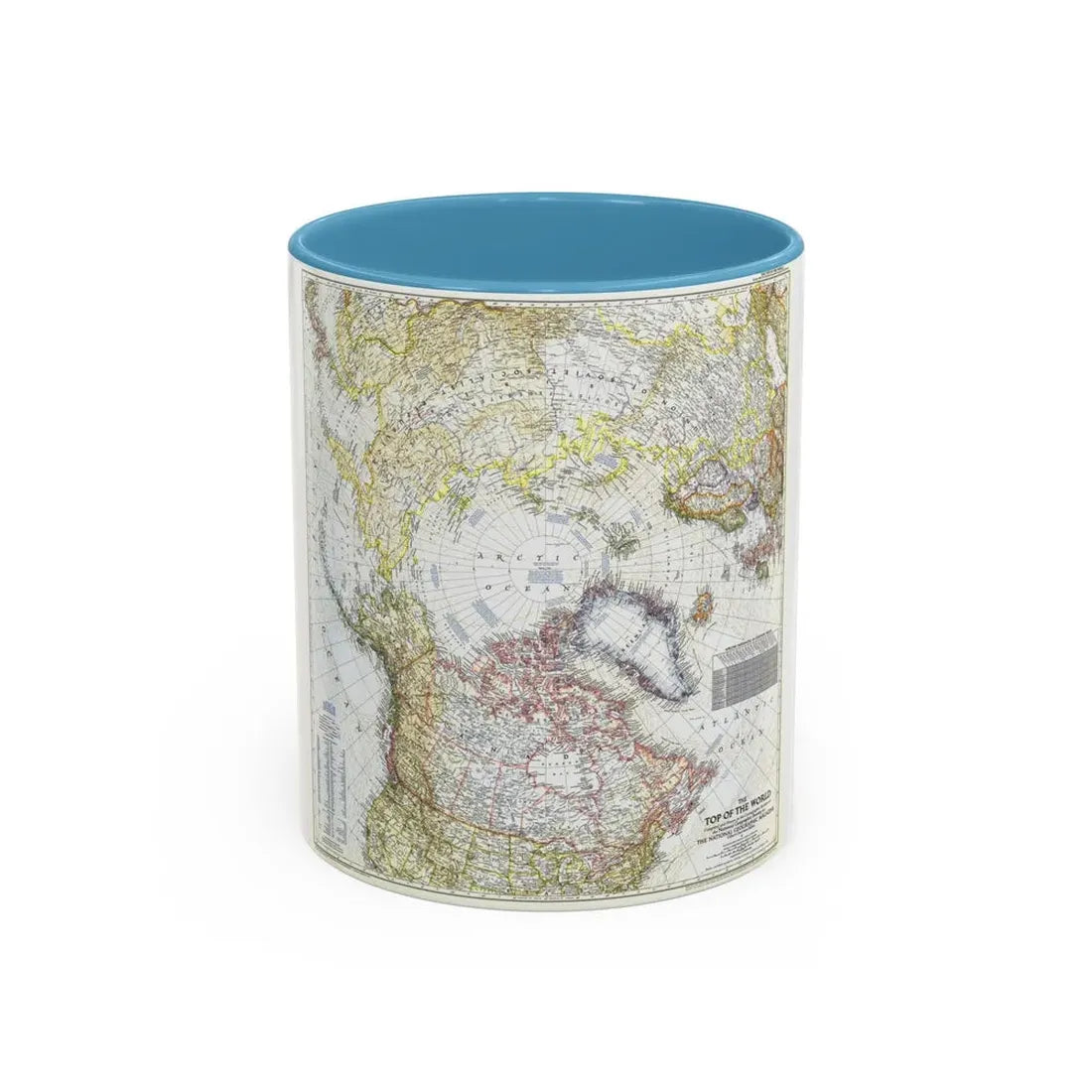 Top Of The World (1949) (Map) Accent Coffee Mug 11oz Light Blue - Go Mug Yourself
