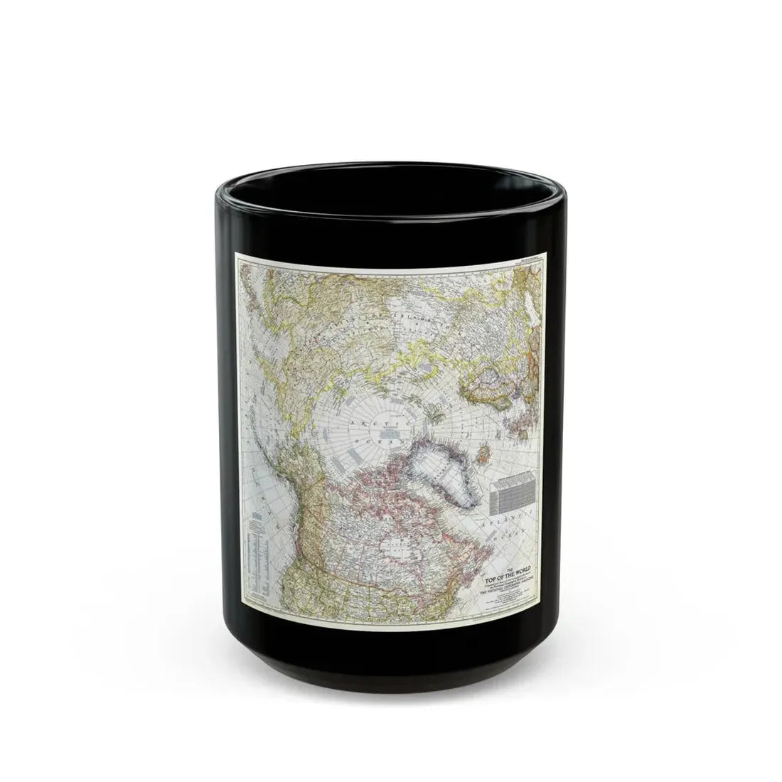 Top Of The World (1949) (Map) Black Coffee Mug 15oz - Go Mug Yourself