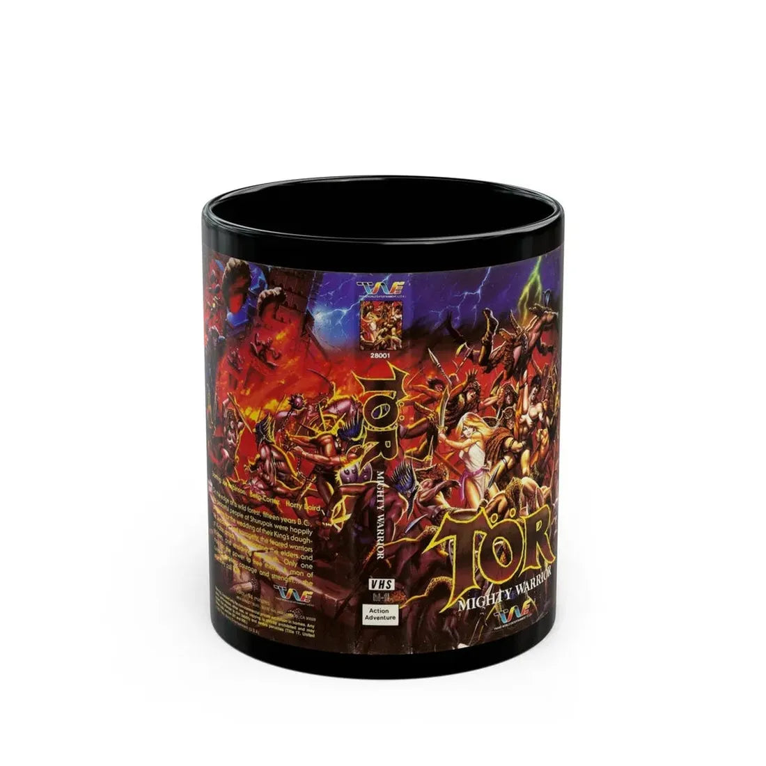 TOR MIGHTY WARRIOR (VHS COVER) - Black Coffee Mug 11oz - Go Mug Yourself
