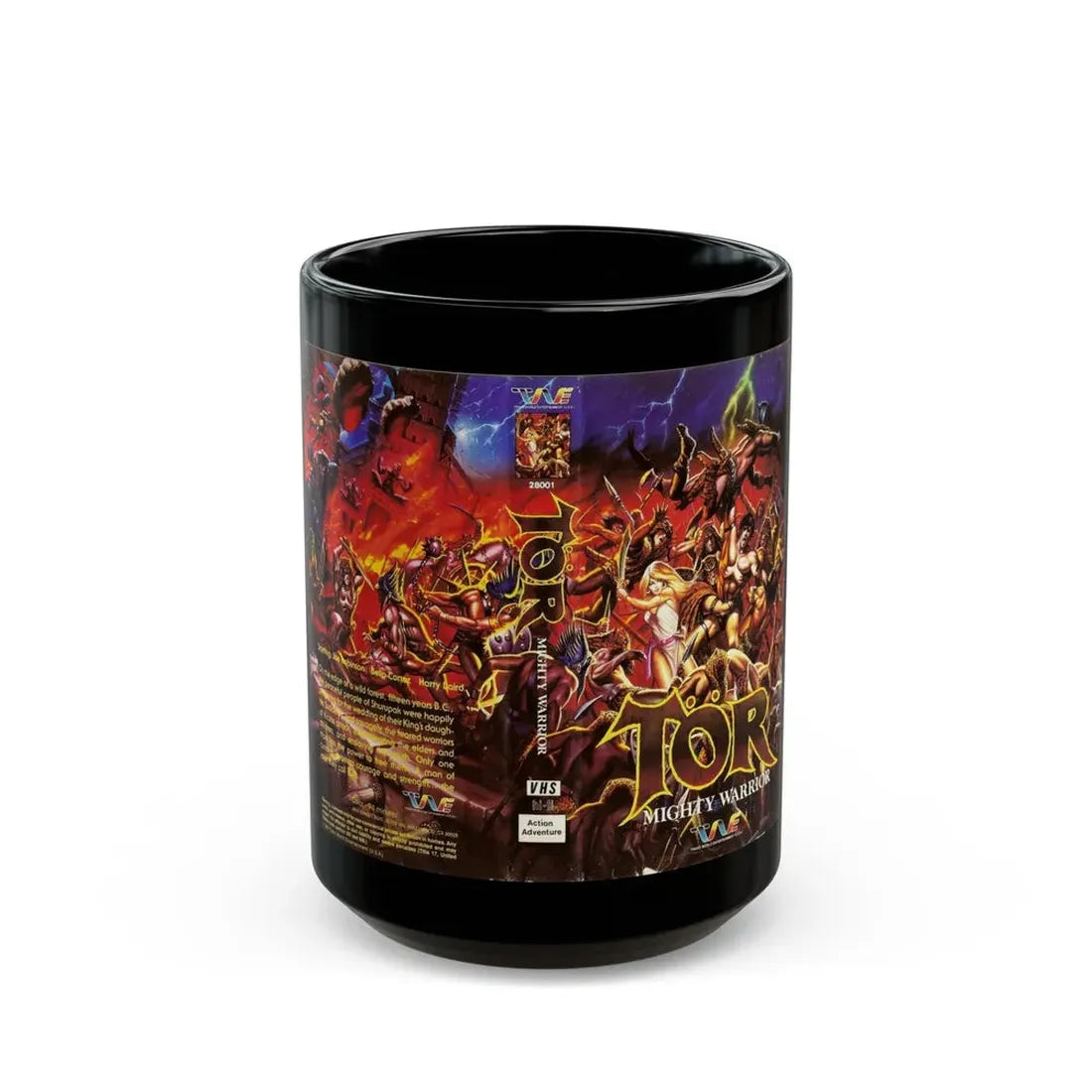 TOR MIGHTY WARRIOR (VHS COVER) - Black Coffee Mug 15oz - Go Mug Yourself
