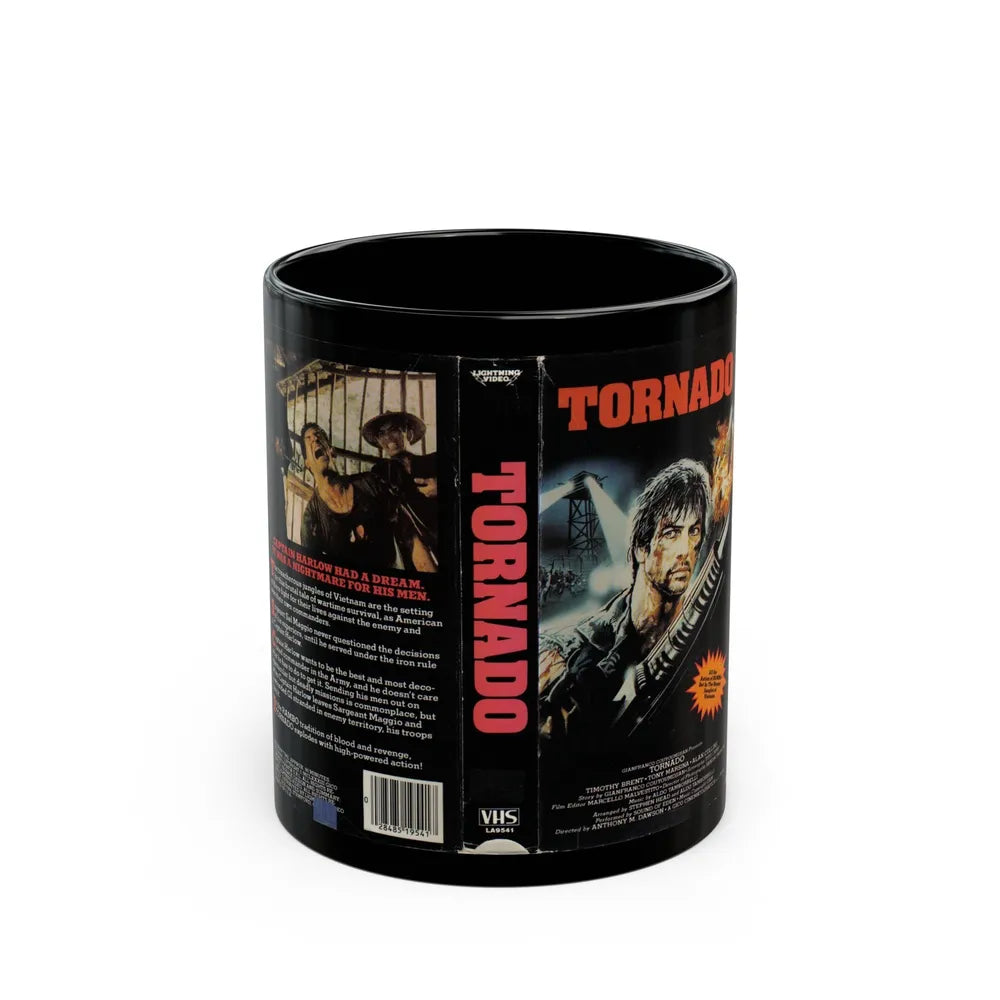 TORNADO LIGHTNING VIDEO (VHS COVER) - Black Coffee Mug-11oz-Go Mug Yourself