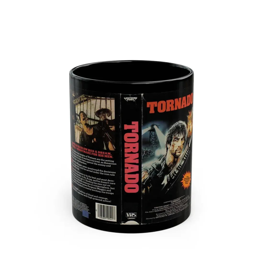 TORNADO LIGHTNING VIDEO (VHS COVER) - Black Coffee Mug 11oz - Go Mug Yourself
