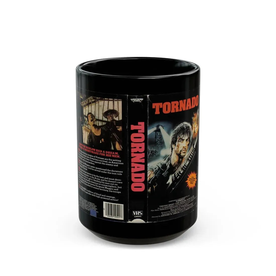 TORNADO LIGHTNING VIDEO (VHS COVER) - Black Coffee Mug 15oz - Go Mug Yourself