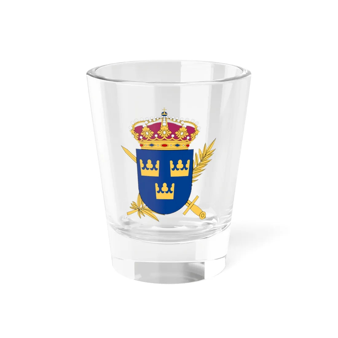 Totalförsvarets plikt- och prövningsverk vapen (Sweden) (Coat of Arms) Shot Glass 1.5oz 1.5oz - Go Mug Yourself