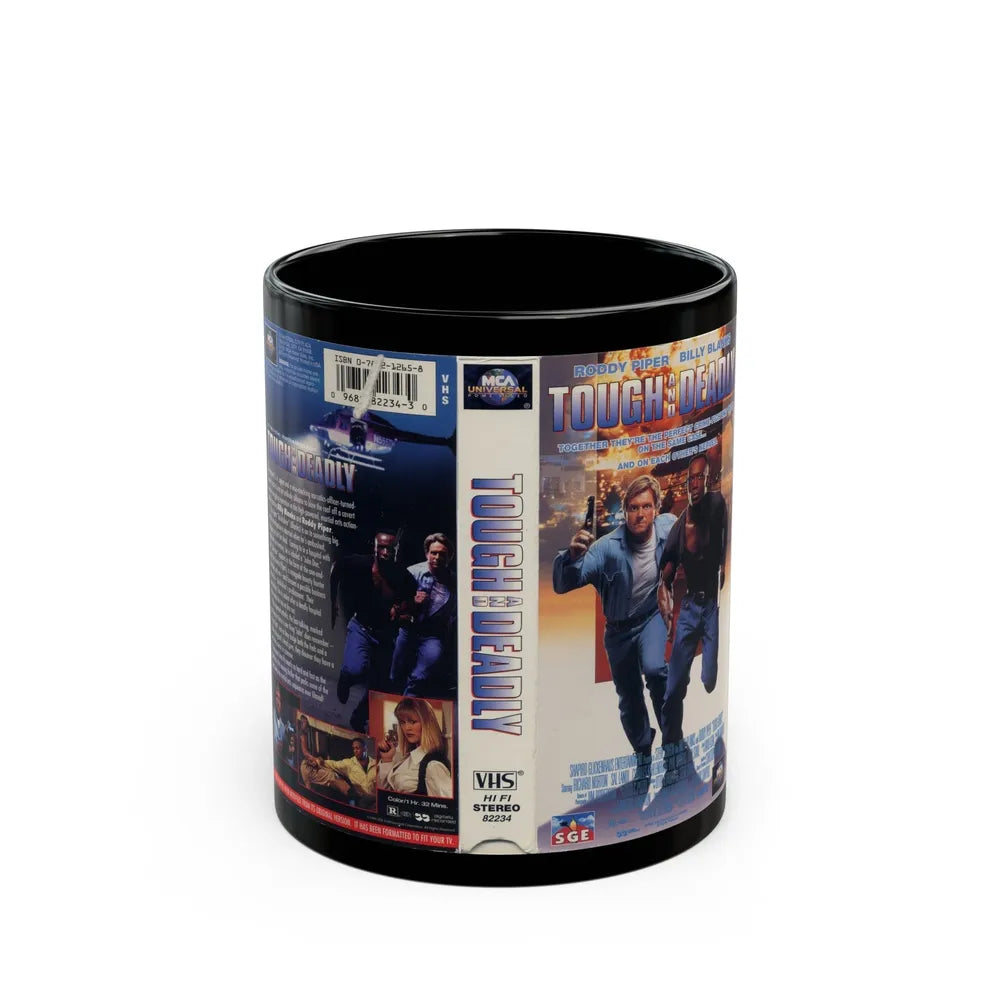 TOUGH AND DEADLY RODDY PIPER BILLY BLANKS (VHS COVER) - Black Coffee Mug-11oz-Go Mug Yourself