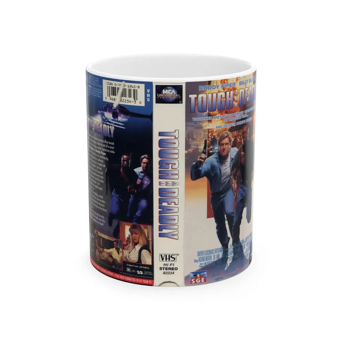 TOUGH AND DEADLY RODDY PIPER BILLY BLANKS (VHS COVER) - White Coffee Mug 11oz - Go Mug Yourself