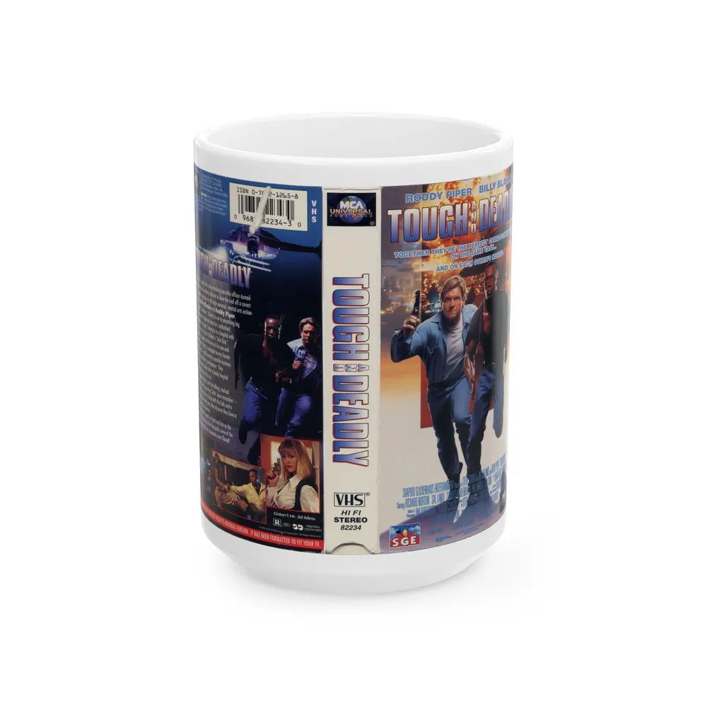 TOUGH AND DEADLY RODDY PIPER BILLY BLANKS (VHS COVER) - White Coffee Mug-15oz-Go Mug Yourself