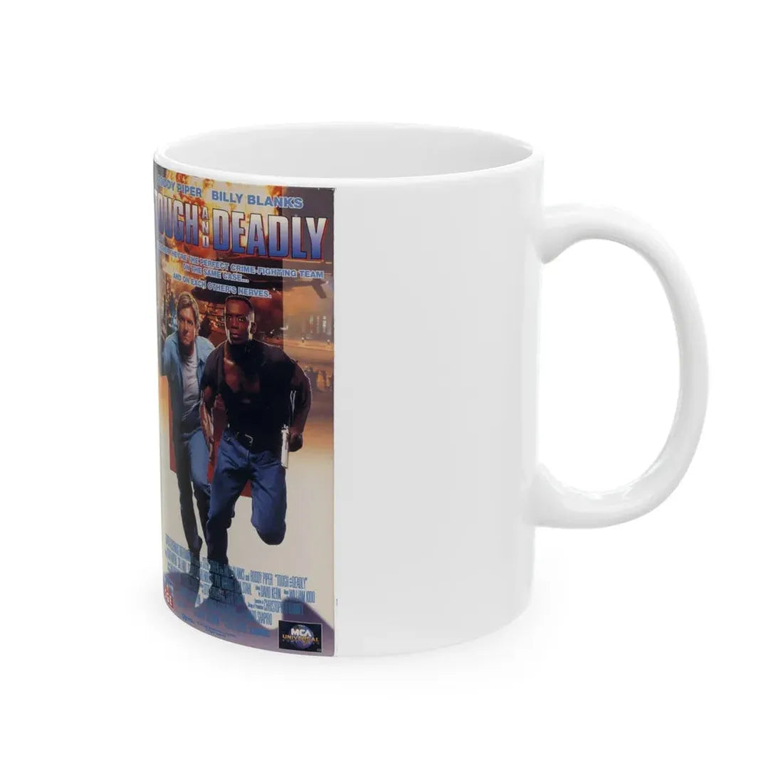 TOUGH AND DEADLY RODDY PIPER BILLY BLANKS (VHS COVER) - White Coffee Mug - Go Mug Yourself