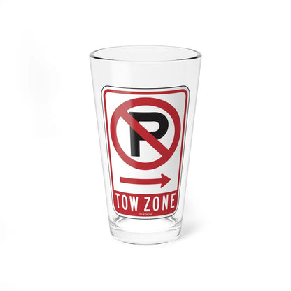 TOW ZONE CDOT R7-1AT (Illinois) (Road Sign) Pint Glass 16oz 16oz - Go Mug Yourself