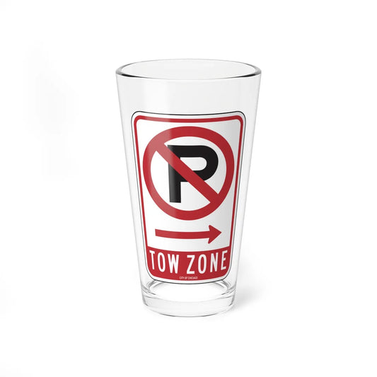 TOW ZONE CDOT R7-1AT (Illinois) (Road Sign) Pint Glass 16oz 16oz - Go Mug Yourself