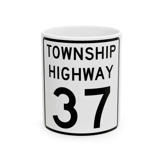 Township Highway 37 Wyandot County Ohio (Ohio) (Road Sign) White Coffee Mug 11oz - Go Mug Yourself