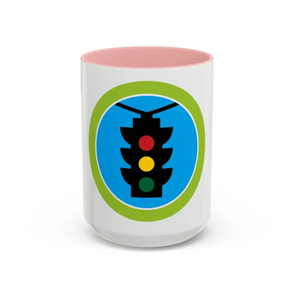 Traffic Safety (Boy Scout Merit Badge) Accent Coffee Mug 15oz Pink - Go Mug Yourself