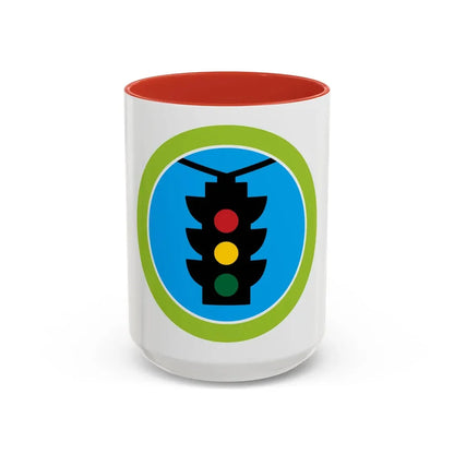Traffic Safety (Boy Scout Merit Badge) Accent Coffee Mug 15oz Red - Go Mug Yourself
