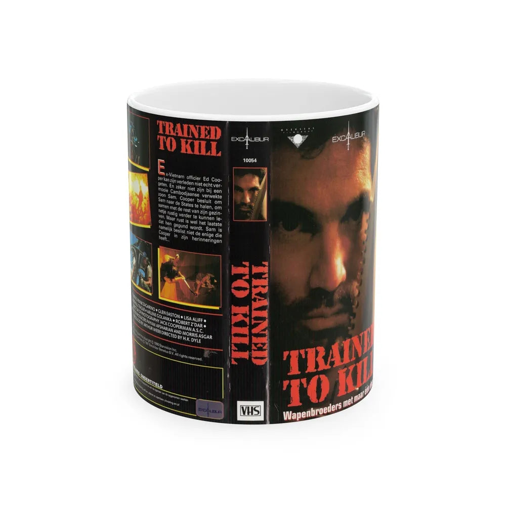 TRAINED TO KILL (VHS COVER) - White Coffee Mug-11oz-Go Mug Yourself