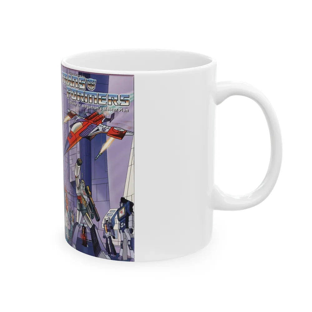 TRANSFORMERS MEGATRONS MASTER PLAN (VHS COVER) - White Coffee Mug-Go Mug Yourself