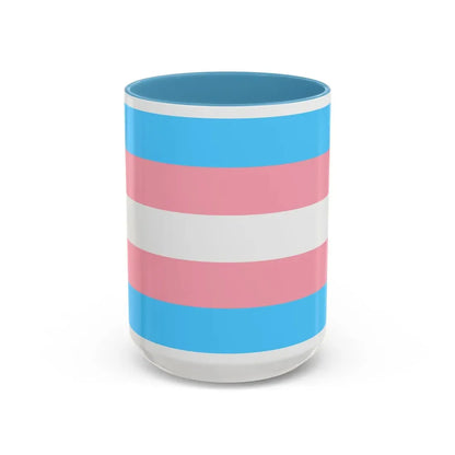 Transgender Pride Flag - Accent Coffee Mug 15oz Light Blue - Go Mug Yourself