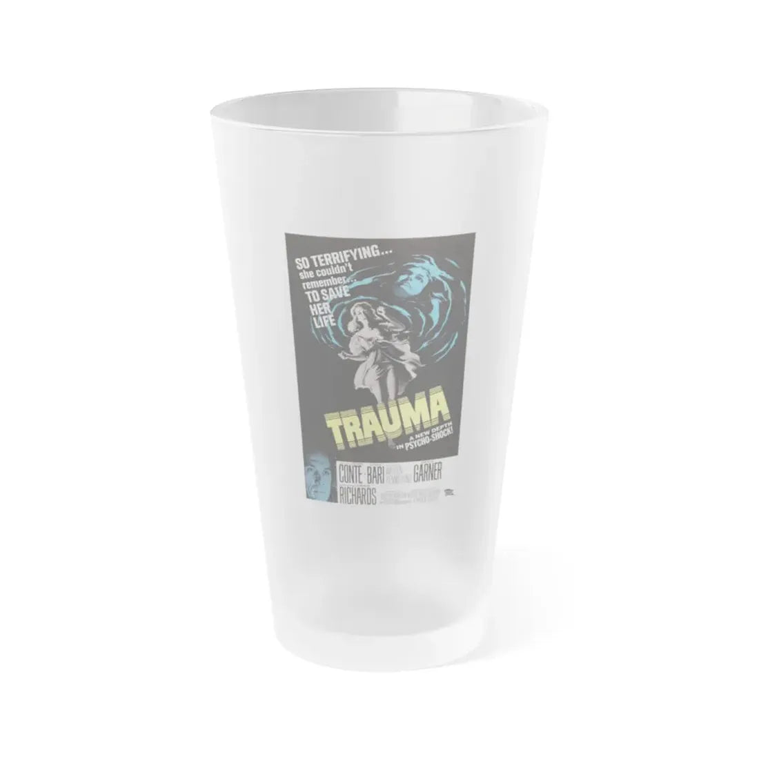 TRAUMA 1962 Movie Poster - Frosted Pint Glass 16oz Default Title - Go Mug Yourself