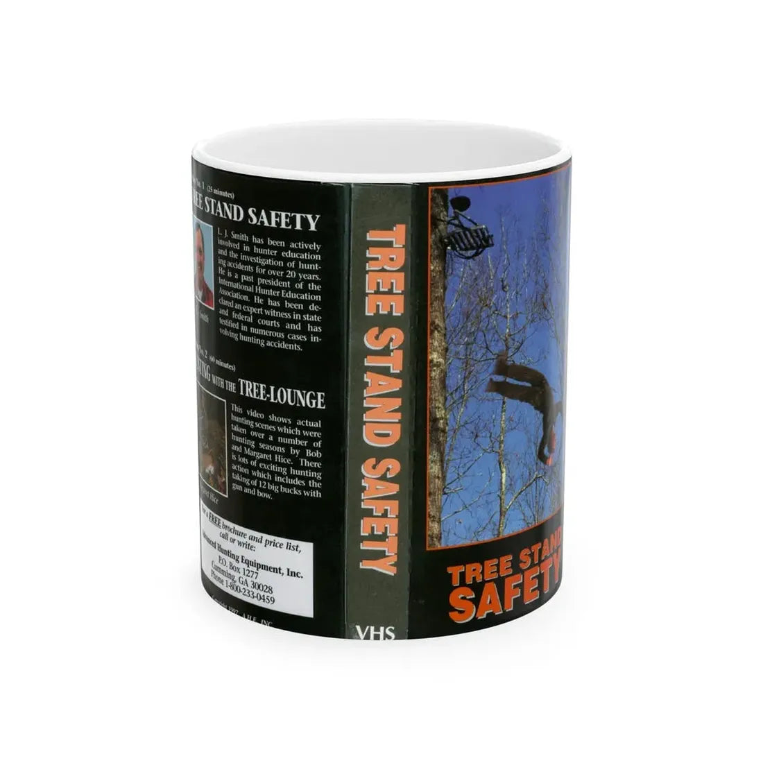 TREE STAND SAFETY (VHS COVER) - White Coffee Mug 11oz - Go Mug Yourself