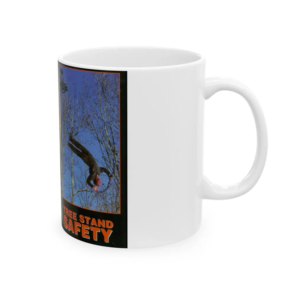 TREE STAND SAFETY (VHS COVER) - White Coffee Mug-Go Mug Yourself