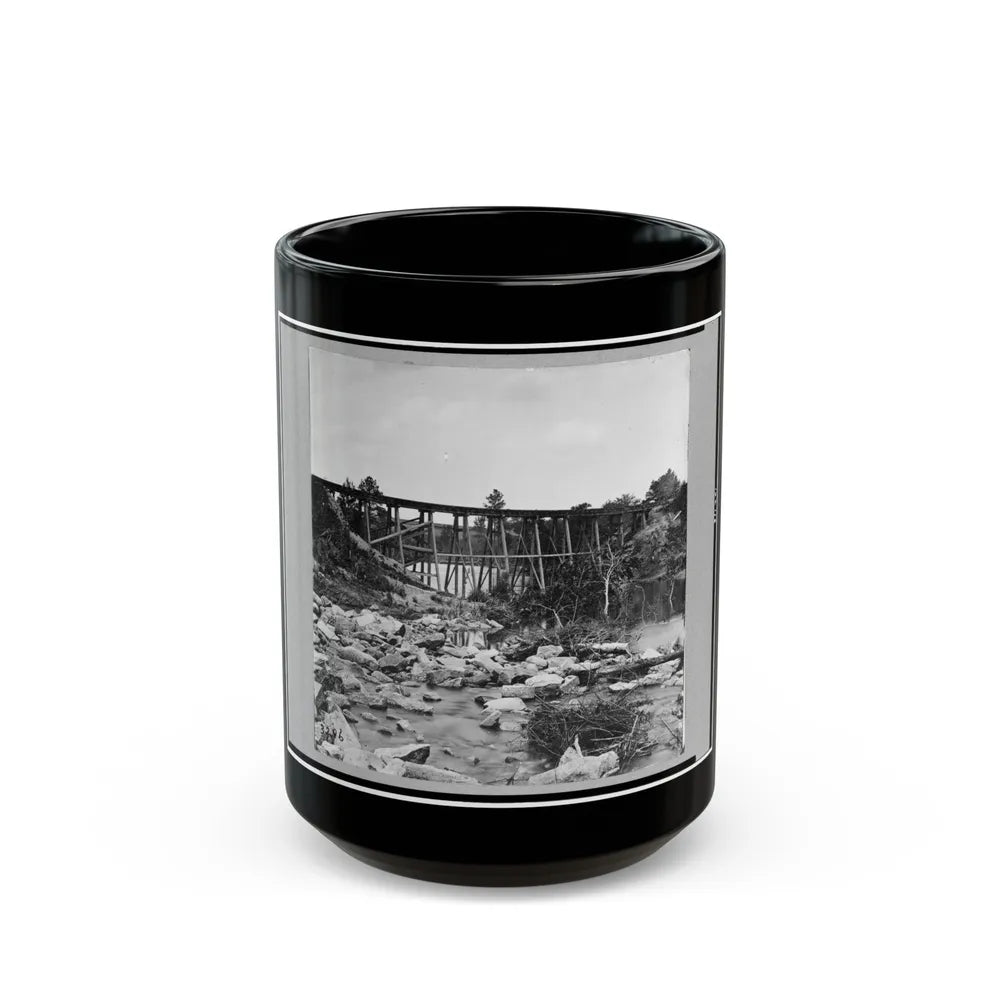 Trestle Bridge On South Side Of Railroad, Near Petersburg, Virginia, April 1865 (U.S. Civil War) Black Coffee Mug-15oz-Go Mug Yourself