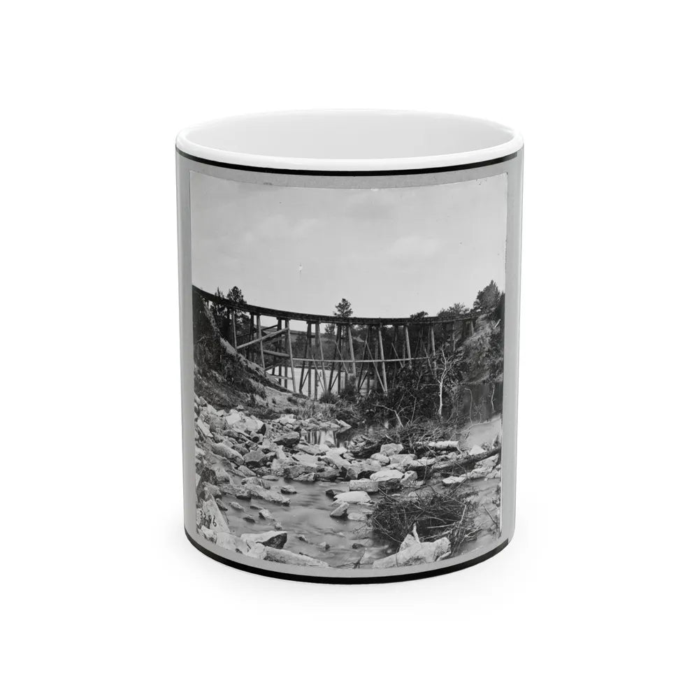 Trestle Bridge On South Side Of Railroad, Near Petersburg, Virginia, April 1865 (U.S. Civil War) White Coffee Mug-11oz-Go Mug Yourself