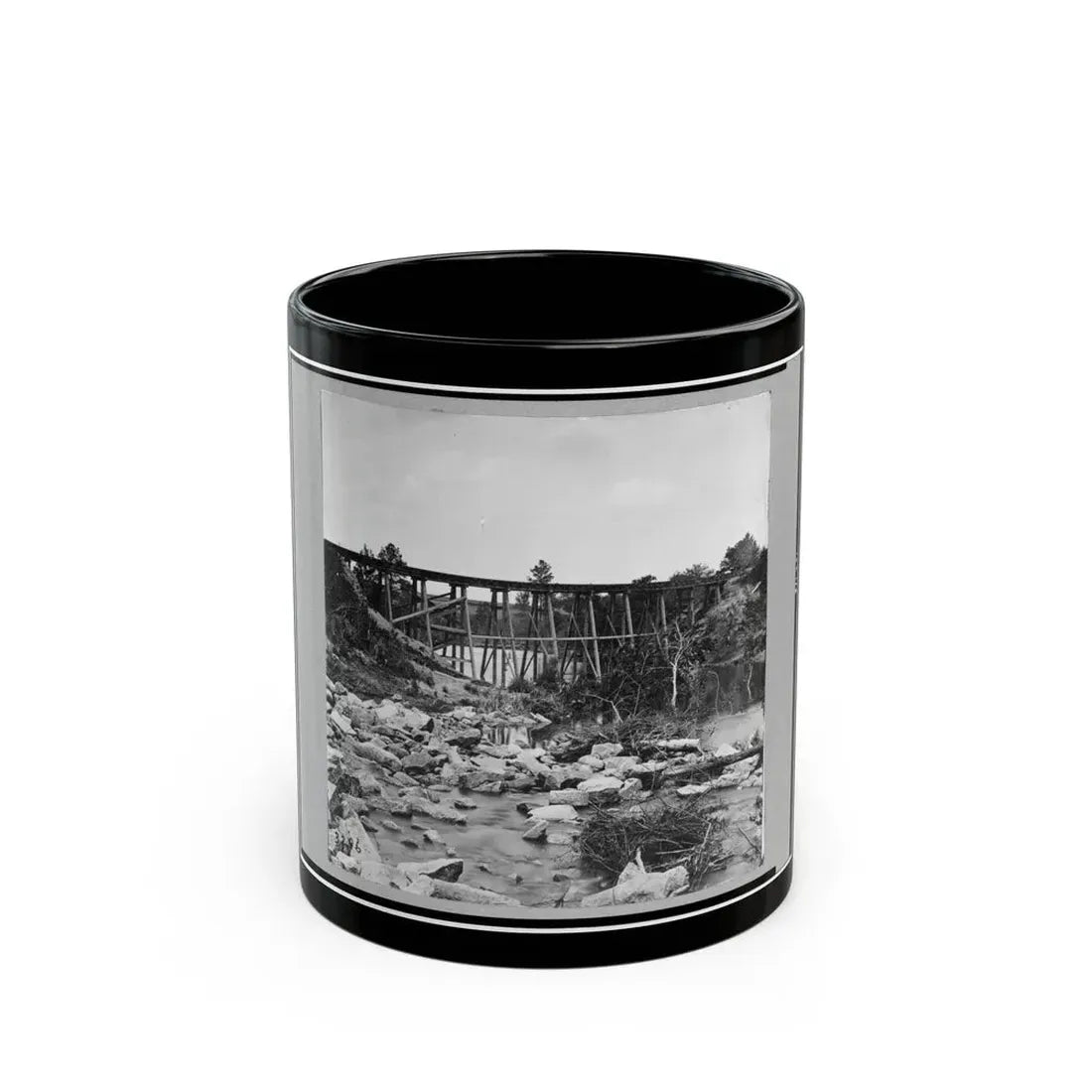 Trestle Bridge On South Side Of Railroad, Near Petersburg, Virginia, April 1865 (U.S. Civil War) Black Coffee Mug 11oz - Go Mug Yourself