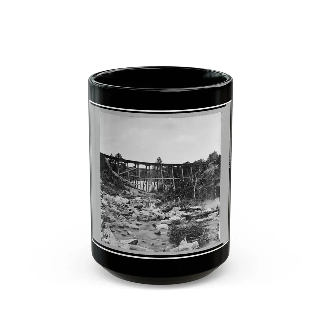 Trestle Bridge On South Side Of Railroad, Near Petersburg, Virginia, April 1865 (U.S. Civil War) Black Coffee Mug 15oz - Go Mug Yourself