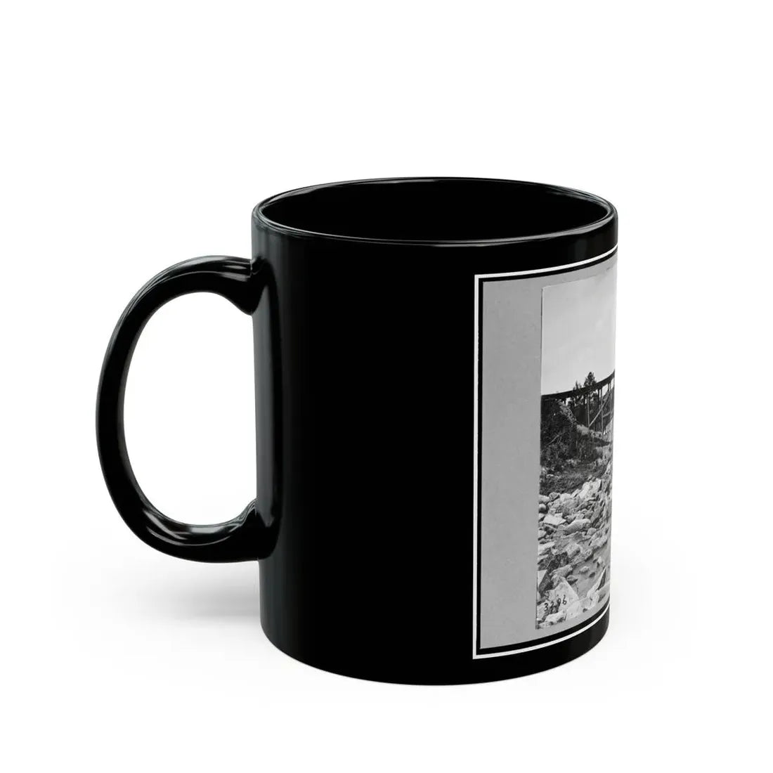Trestle Bridge On South Side Of Railroad, Near Petersburg, Virginia, April 1865 (U.S. Civil War) Black Coffee Mug - Go Mug Yourself