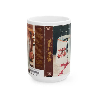 TRICK OR TREAT (VHS COVER) - White Coffee Mug 15oz - Go Mug Yourself