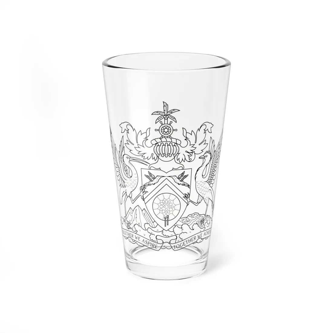Trinidad and Tobago coat of arms outline (Trinidad and Tobago) (Coat of Arms) Pint Glass 16oz 16oz - Go Mug Yourself