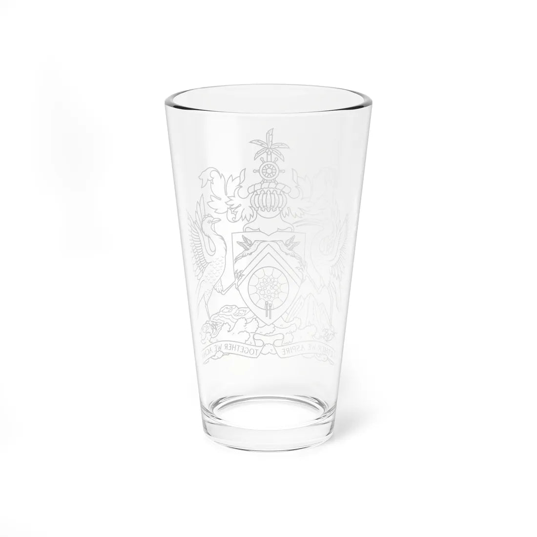 Trinidad and Tobago coat of arms outline (Trinidad and Tobago) (Coat of Arms) Pint Glass 16oz - Go Mug Yourself
