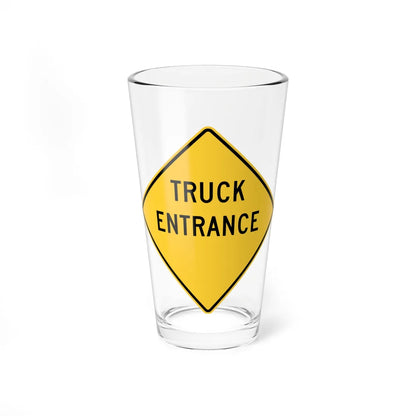 TRUCK ENTRANCE MUTCD-DE W11-10-DE (Delaware) (Road Sign) Pint Glass 16oz 16oz - Go Mug Yourself