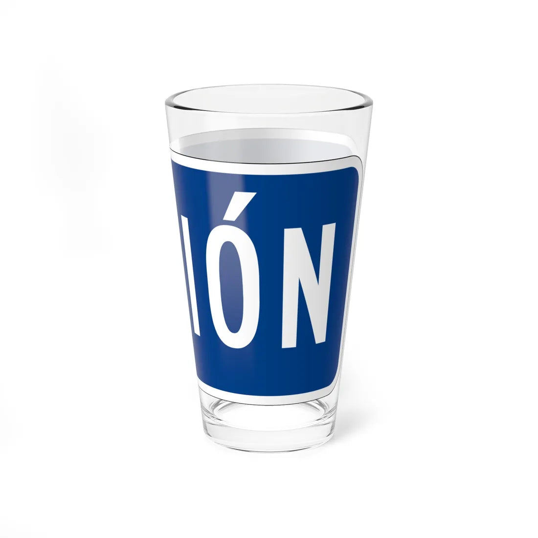 Truck plate blue es (Puerto Rico) (Road Sign) Pint Glass 16oz - Go Mug Yourself
