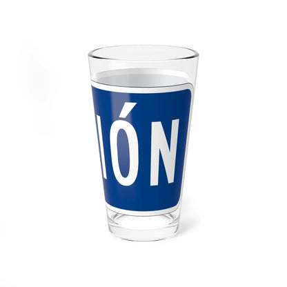 Truck plate blue es (Puerto Rico) (Road Sign) Pint Glass 16oz - Go Mug Yourself