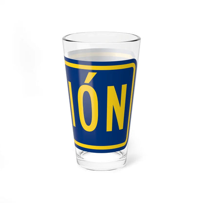 Truck plate county es (Puerto Rico) (Road Sign) Pint Glass 16oz - Go Mug Yourself