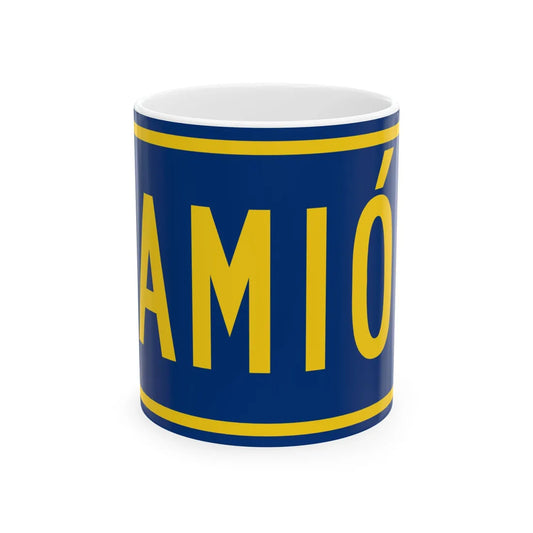 Truck plate county es (Puerto Rico) (Road Sign) White Coffee Mug 11oz - Go Mug Yourself