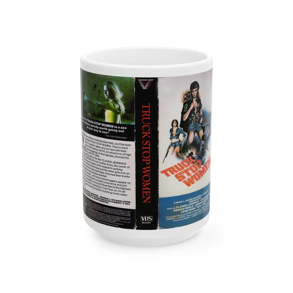 TRUCK STOP WOMEN (VHS COVER) - White Coffee Mug-15oz-Go Mug Yourself