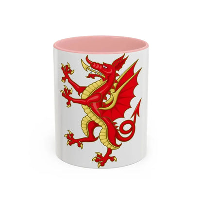 Tudor Dragon Badge - Accent Coffee Mug 11oz Pink - Go Mug Yourself