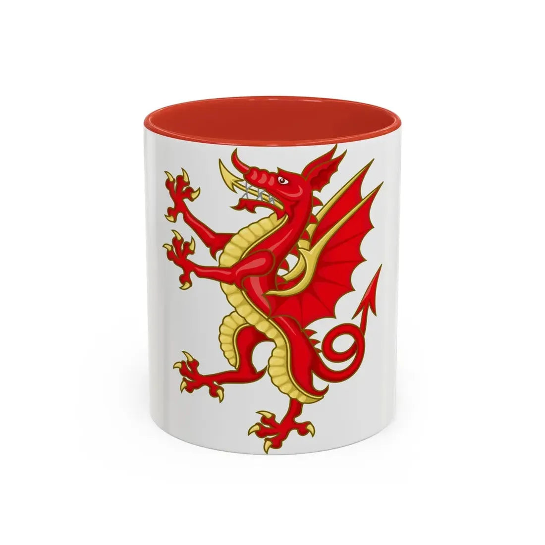 Tudor Dragon Badge - Accent Coffee Mug 11oz Red - Go Mug Yourself