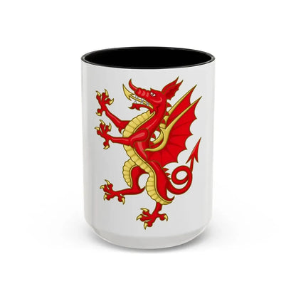 Tudor Dragon Badge - Accent Coffee Mug 15oz Black - Go Mug Yourself