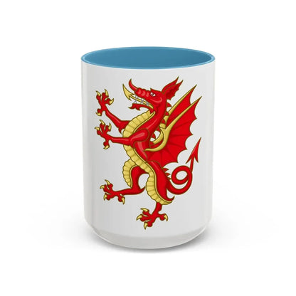 Tudor Dragon Badge - Accent Coffee Mug 15oz Light Blue - Go Mug Yourself