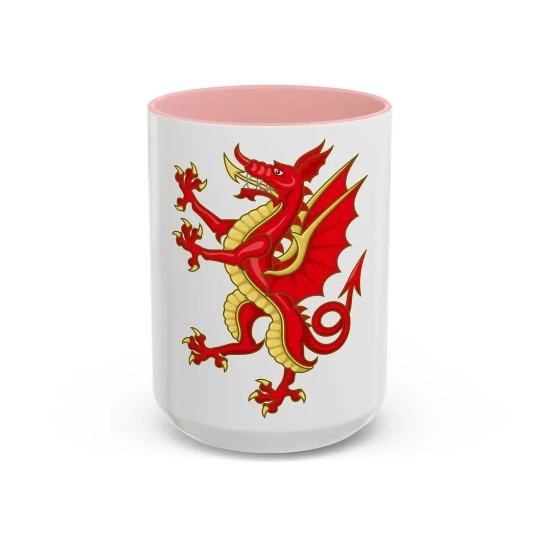 Tudor Dragon Badge - Accent Coffee Mug 15oz Pink - Go Mug Yourself